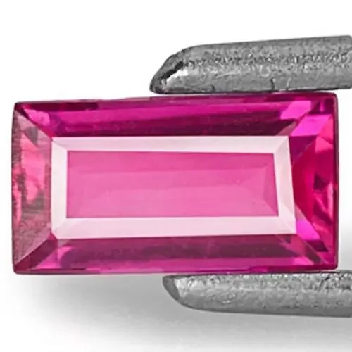 Mozambique Ruby, 0.53 Carats, Neon Pinkish Red Baguette