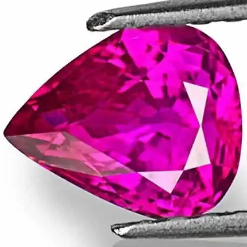 Mozambique Ruby, 1.73 Carats, Lustrous Vivid Purplish Red Pear