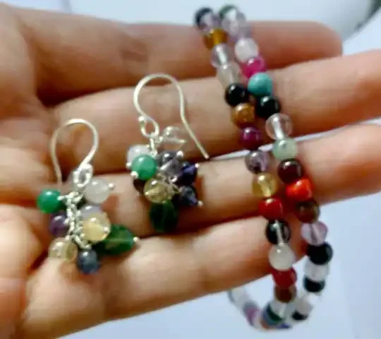 MULTI CLUSTER GEMSTONE MULTI NECKLAC EEARRING 85 CTS RT 996