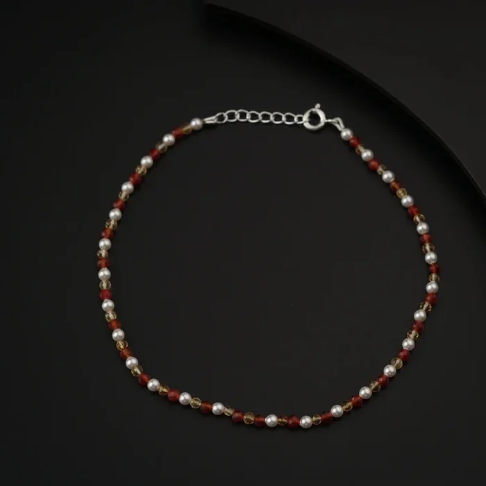 Multicolor Semi Precious Stones & Pearls Anklet