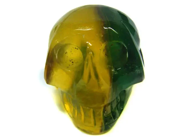 MULTICOLOUR FLUORITESKULL SKELETON CARVING 102.10GRAMS AG706