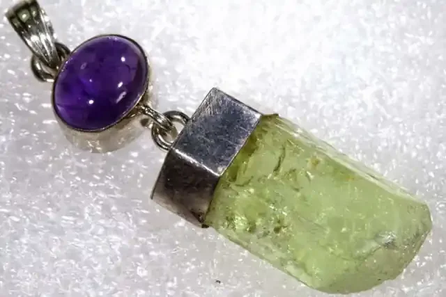 NATURAL BERYL- AMETHYST SILVER PENDANT 47 CTS TBJ-768