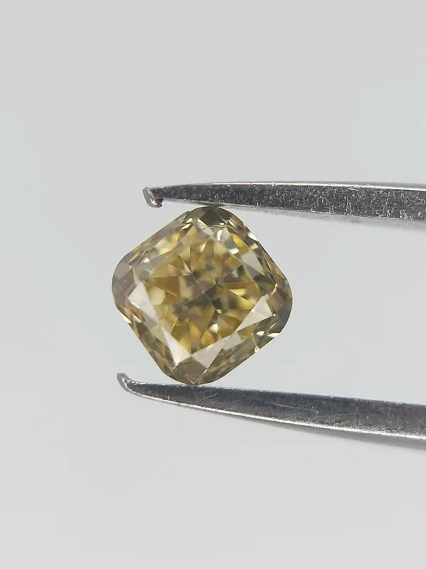 Natural Cushion Brilliant Cut Diamond , LIght Yellow Diamond 0.16 cts ,