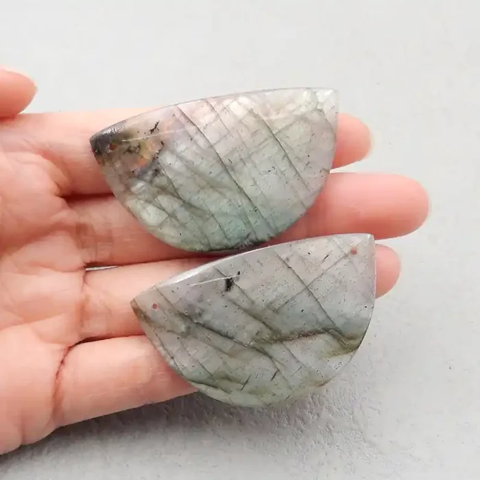 Natural Flashy Labradorite Double Holes Earrings Pair, Gemstone Earrings