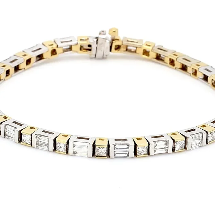 Ninacci 14K Two-Tone Diamond Tennis Bracelet – 3.65 Carat Total Diamond Weight