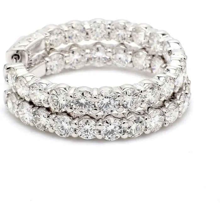 Ninacci 14K White Gold 1.25″ Inside Out Hoop Earrings with 7.72 Carats Round Diamonds