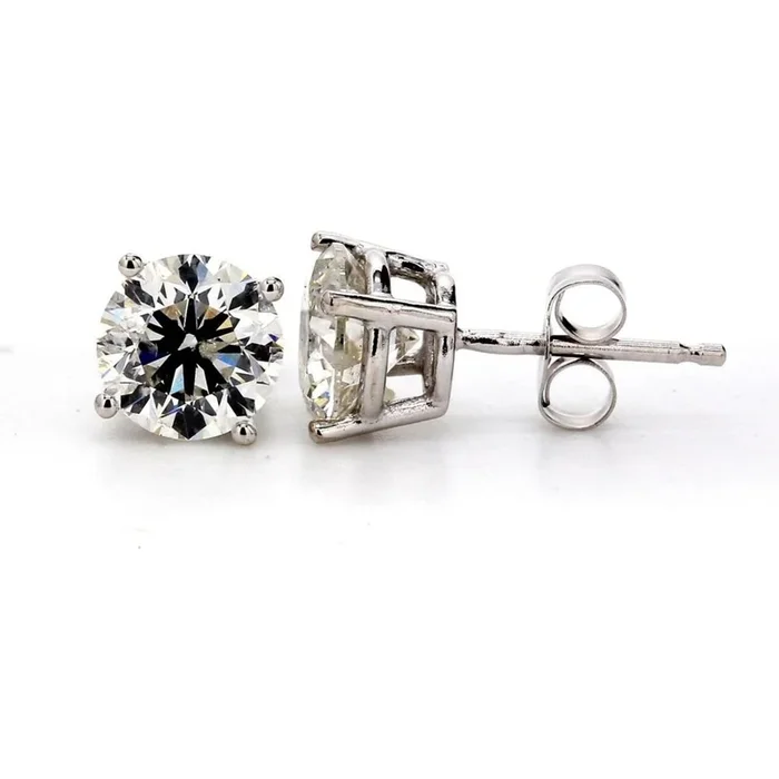 Ninacci 14K White Gold 2.00 Carat Total Weight Push Back Stud Earrings
