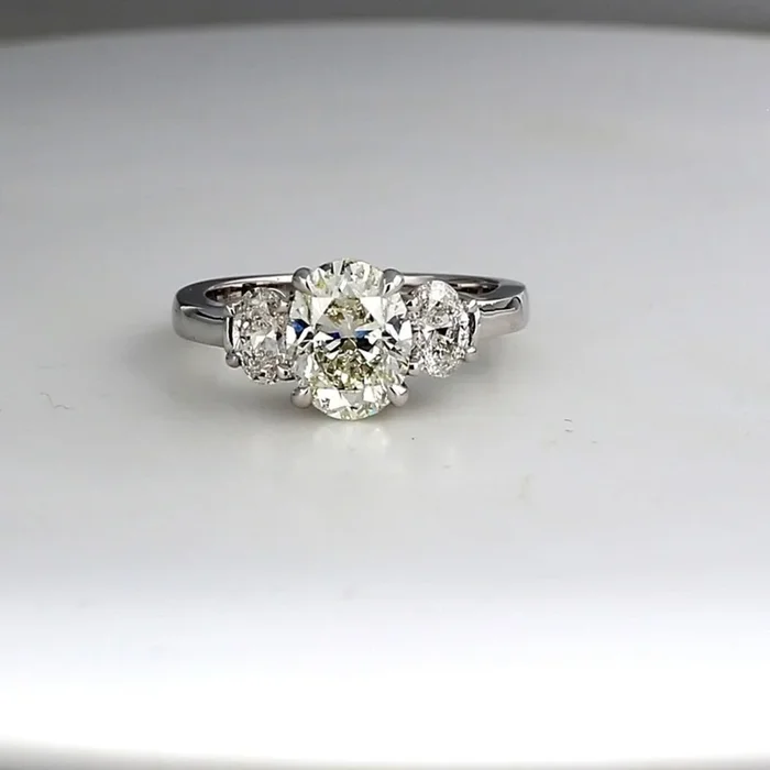 Ninacci 14K White Gold 3-Stone Diamond Ring – 2.65 Carat Total Diamond Weight