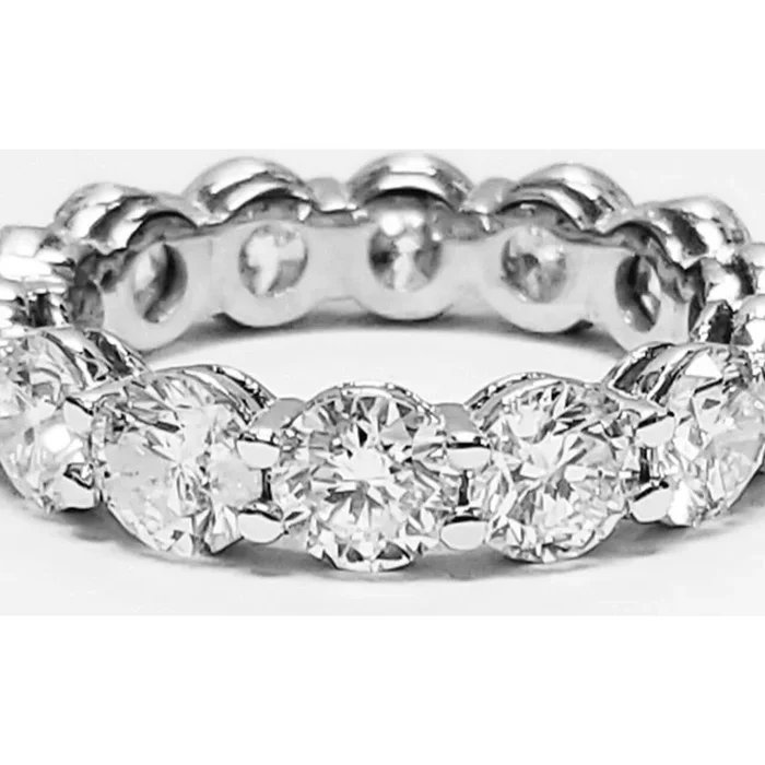 Ninacci 14K White Gold 4.40 Carat Total Diamond Weight Eternity Band with Shared Prong Set Round Diamonds – Size 5.0