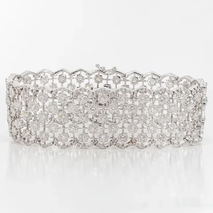 Ninacci 14K White Gold 7″ Designer Bracelet with 3.79 Carats Round Diamonds – Elegance Redefined