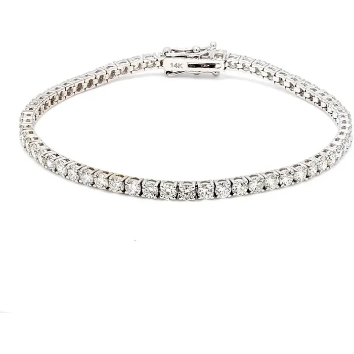 Ninacci 14K White Gold 7″ Tennis Bracelet with 4-Prong Round Diamonds – 6.21 Carat Total Diamond Weight