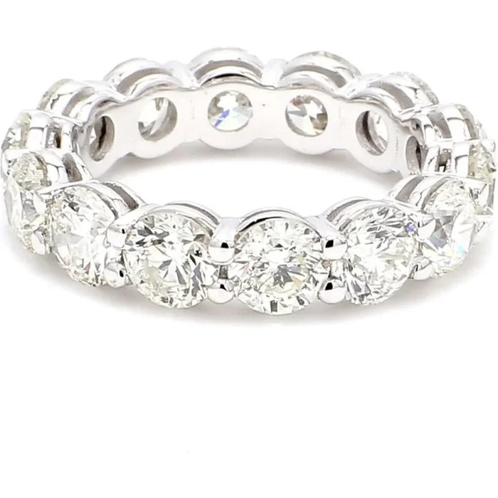 Ninacci 14K White Gold Eternity Band with Shared Prong Set Round Diamonds – 2.41 Carat Total Diamond Weight – Size 5.25