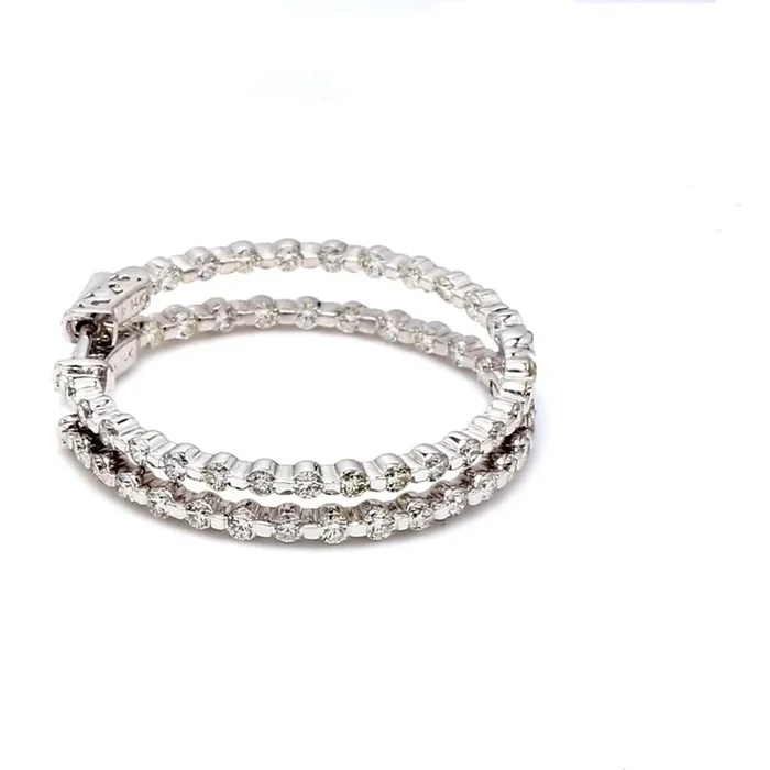 Ninacci 14K White Gold Inside Out Hoop Earrings with Channel Set Round Diamonds – 2.68 Carat Total Diamond Weight