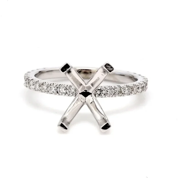 Ninacci 14K White Gold U-Prong Elegance Diamond Engagement Ring – 0.43 Carat Total Diamond Weight – Size 5