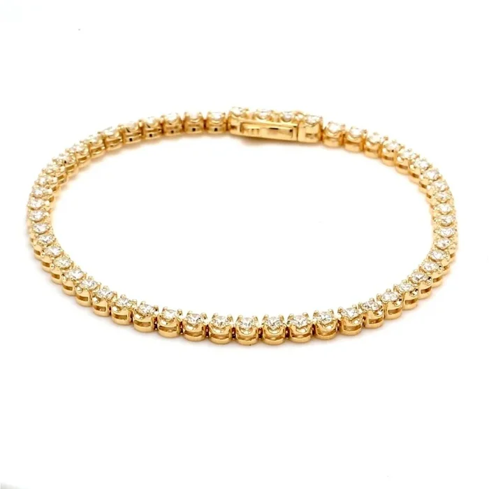 Ninacci 14K Yellow Gold 7.68 Carats Round Diamond Tennis Bracelet