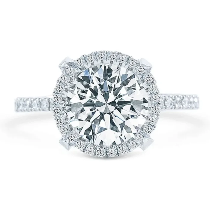 Ninacci 18K White Gold Halo Semi-Mount Diamond Engagement Ring – 0.63 Carat Total Diamond Weight