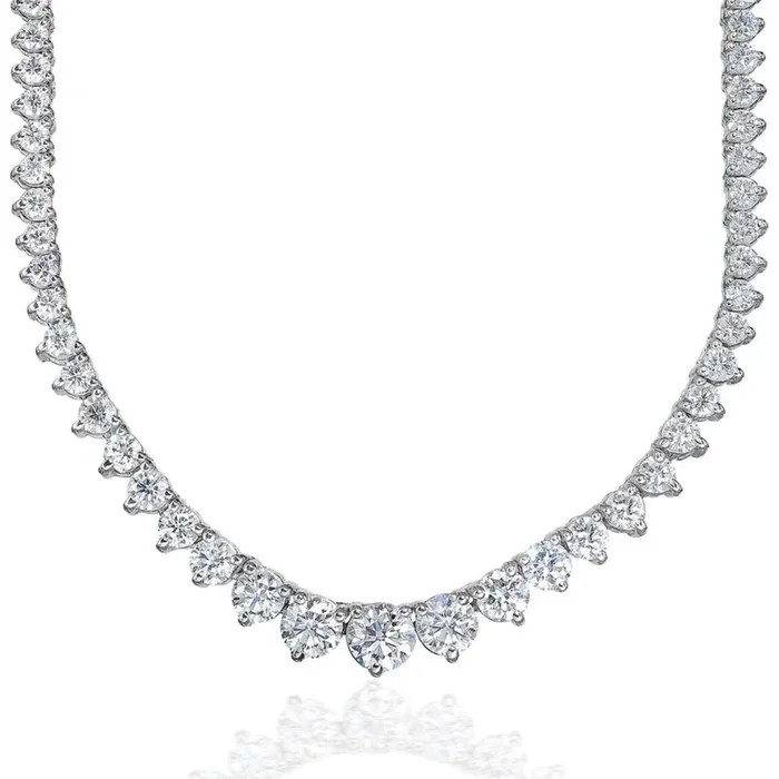 Ninacci 18K White Gold Radiance Tennis Necklace – 10.50 Carat Total Diamond Weight