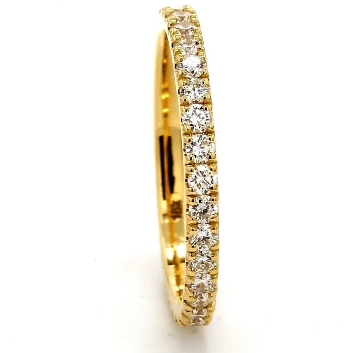 Ninacci 18K Yellow Gold Eternity Band with 0.75 Carats Round Diamonds – Symbol of Everlasting Love. – Size 5.0