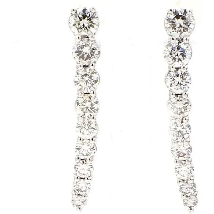 Ninacci Platinum 1.47 Carat Total Diamond Weight Dangling Diamond Earrings