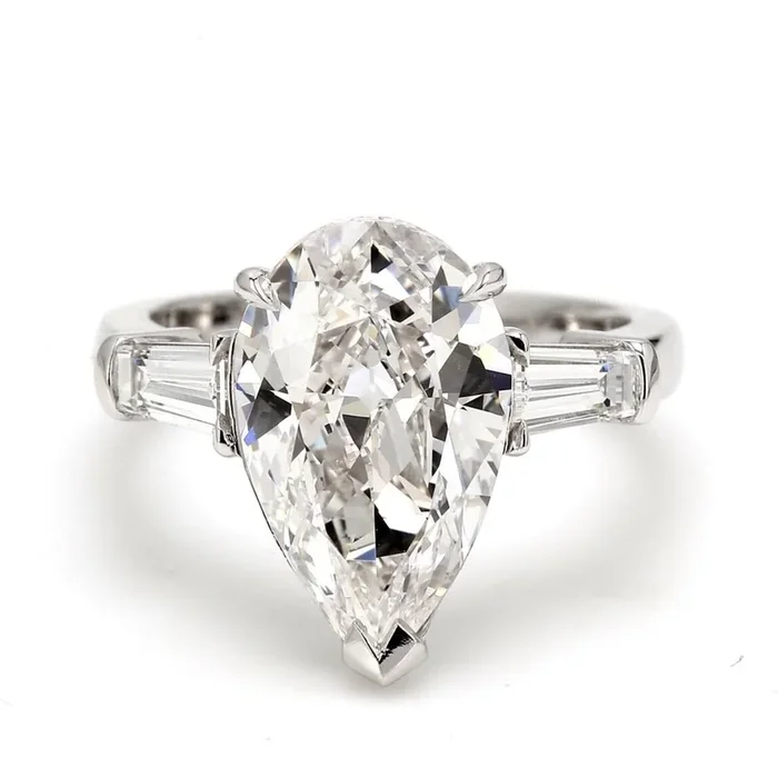 Ninacci Platinum 3-Stone Tapered Baguette Diamond Engagement Ring – Size 5.5