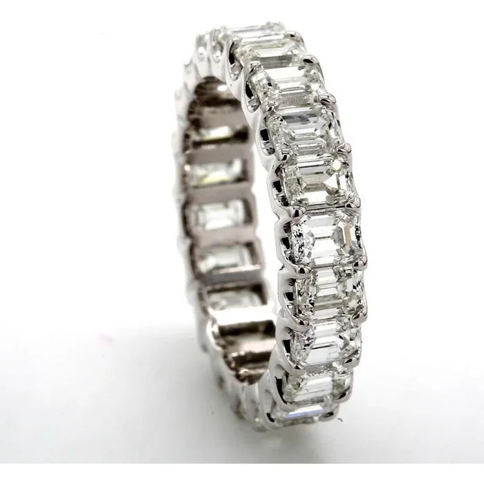 Ninacci Platinum 4.29 Carats Emerald Cut Diamond Eternity Band – Size 5.5