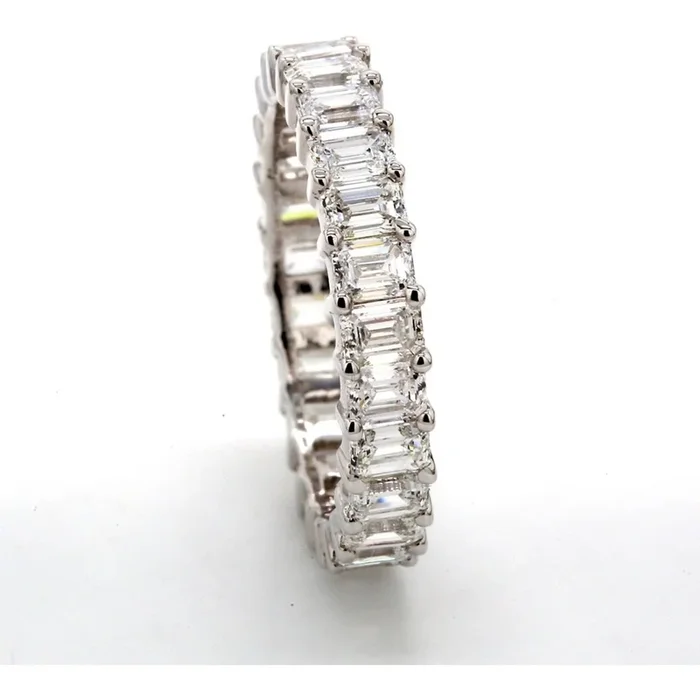 Ninacci Platinum 4.49 Carats Emerald Cut Diamond Eternity Band – Size 5.5