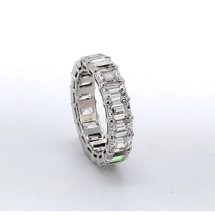Ninacci Platinum 5.58 Carats Emerald-Cut Diamond Eternity Band – Size 4.75