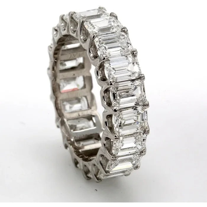Ninacci Platinum 5.87 Carats Emerald Cut Diamond Eternity Band – Size 5.5