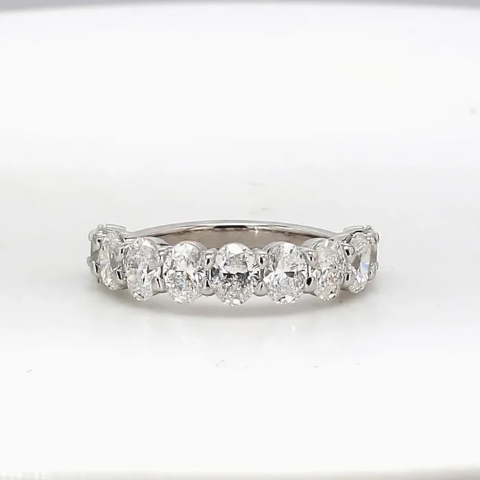 Ninacci Platinum 9-Stone Band with Oval Diamonds – 2.27 Carat Total Diamond Weight – Size 6.0
