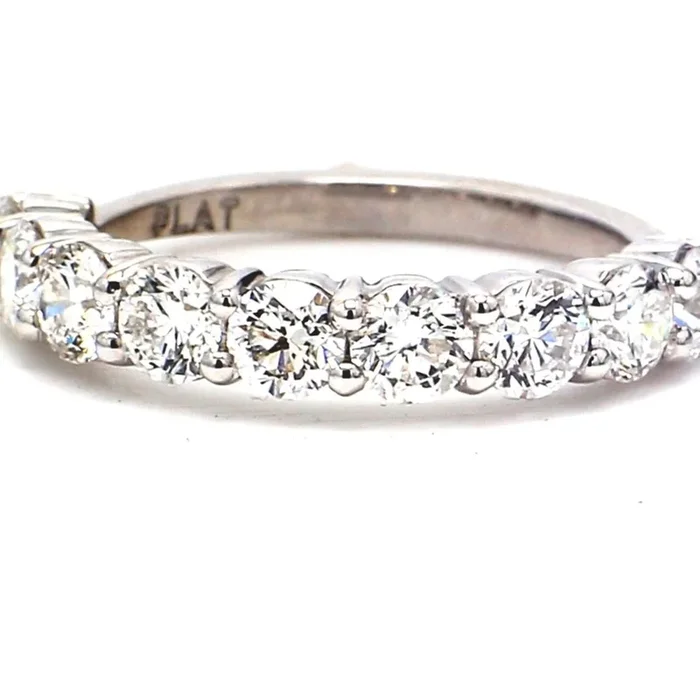 Ninacci Platinum 9-Stone Diamond Engagement Ring – 1.35 Carat Total Diamond Weight – Size 5