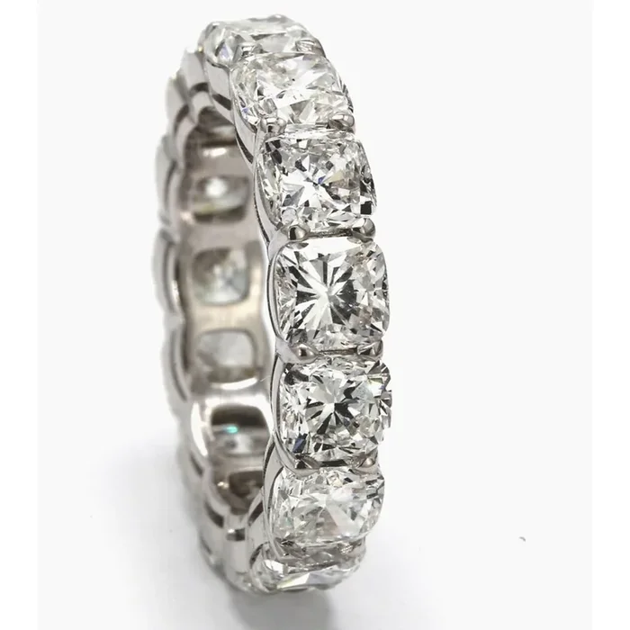 Ninacci Platinum Elegance Eternity Band with Cushion Cut Diamonds – 8.13 Carat Total Diamond Weight – Size 6.75