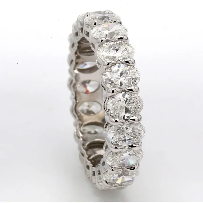 Ninacci Platinum Eternity Band with 19 Oval Diamonds – 4.70 Carat Total Diamond Weight – Size 6.75