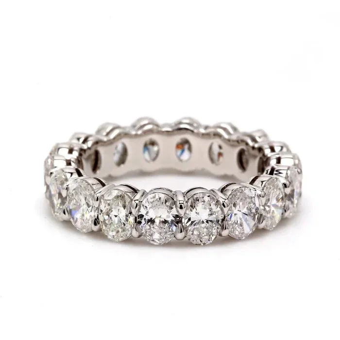 Ninacci Platinum Eternity Band with 3.38 Carats Oval Diamonds – Size 5.5