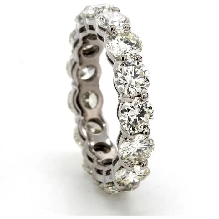 Ninacci Platinum Eternity Band with 4.50 Carat Total Diamond Weight Round Diamonds – Size 5