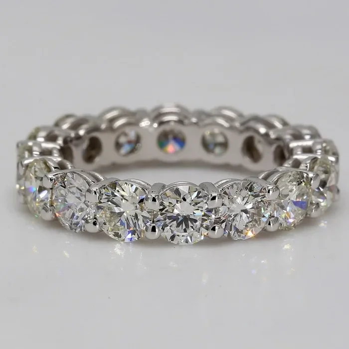 Ninacci Platinum Eternity Band with 5.12 Carats Round Diamonds – Size 6.25