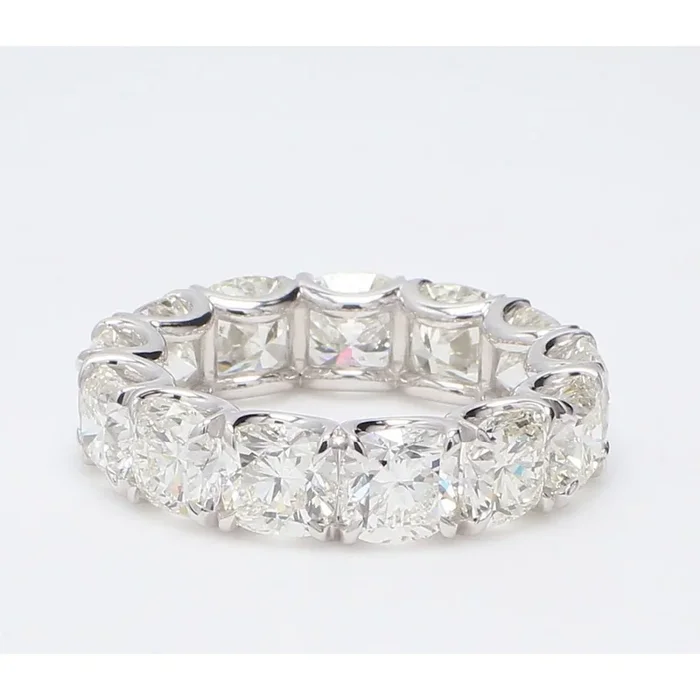 Ninacci Platinum Eternity Band with 9.44 Carats Cushion Cut Diamonds – Size 6.0
