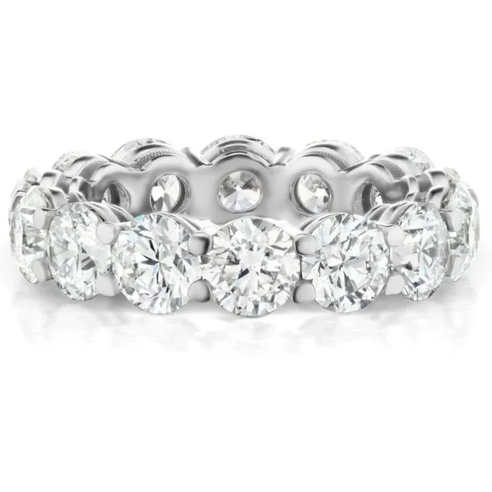Ninacci Platinum Eternity Band with GIA Certified I/SI1 Round Diamonds – 7.11 Carat Total Diamond Weight – Size 7.0