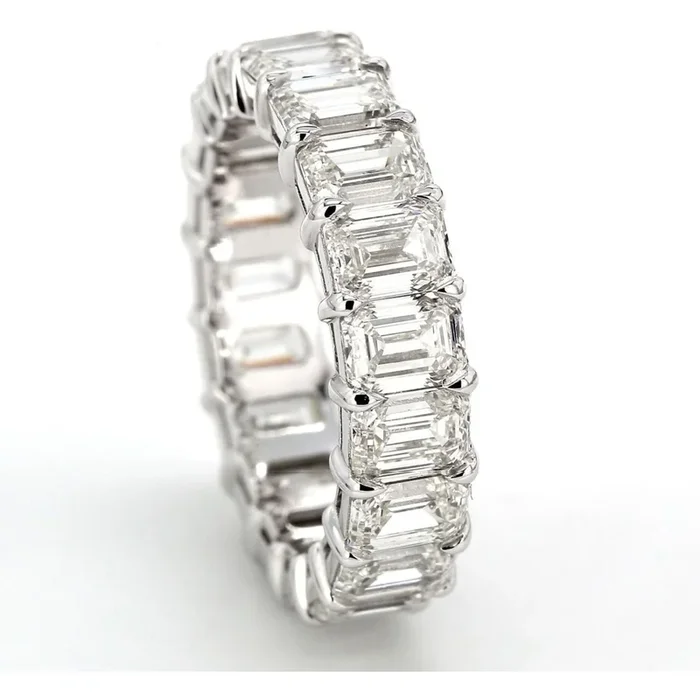 Ninacci Platinum Eternity Bliss with GIA Certified Emerald Cut Diamonds – 7.67 Carat Total Diamond Weight – Size 6.5