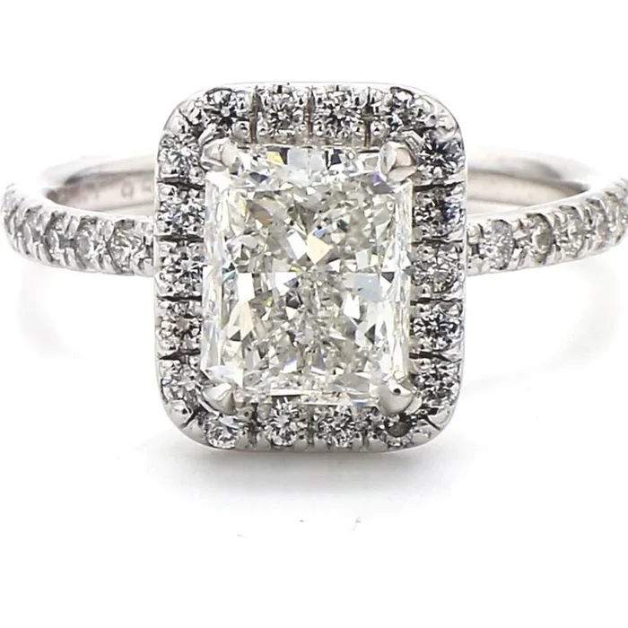 Ninacci Platinum Halo Ring with 2.96 Carats Total Diamond Weight – Size 6.75