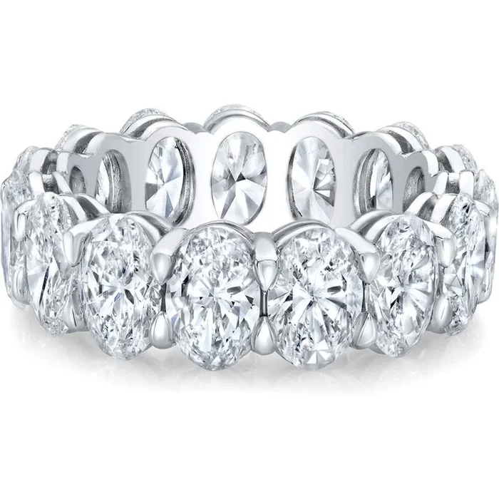 Ninacci Platinum Oval Cut Diamond Eternity Band – 4.10 Carat Total Diamond Weight” – Size 4.75