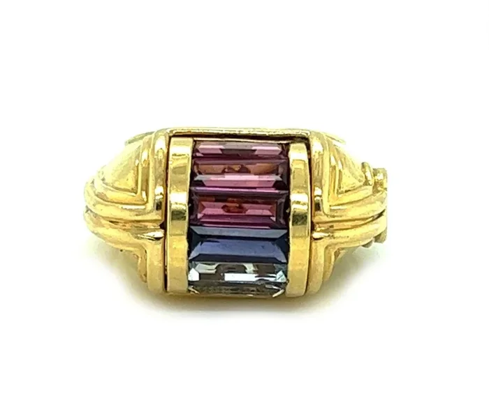 Nouvelle Bague Multicolor Gems 18k Yellow Gold Ring – Size 7