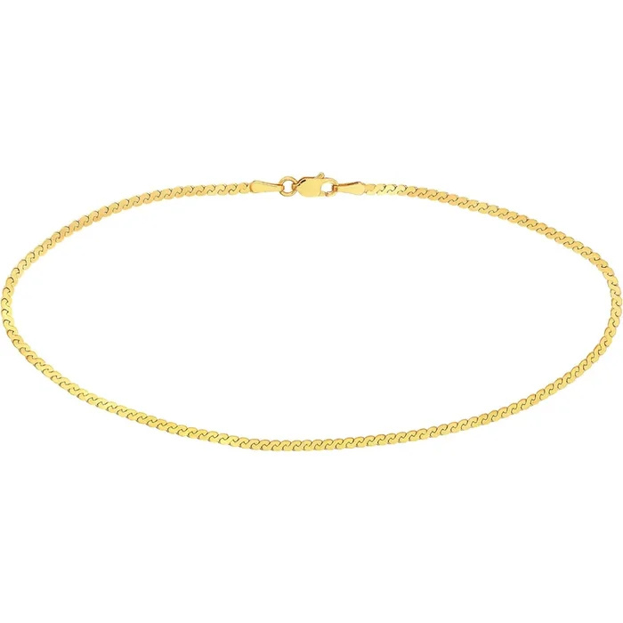 Olas d’Oro 10″ Necklace – 14K Yellow Gold 2.0mm Serpentine Chain with Lobster Lock