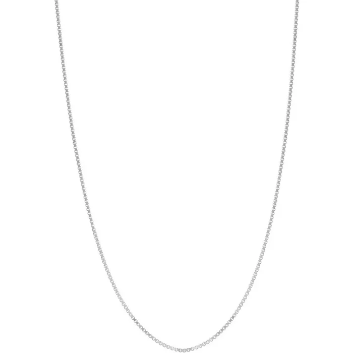 Olas d’Oro 16″ Necklace – 14K White Gold 0.73mm Box Chain with Lobster Lock