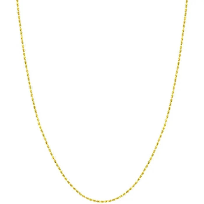 Olas d’Oro 20″ Necklace – 14K Yellow Gold 1.56mm Diamond Cut Rope Chain with Lobster Lock