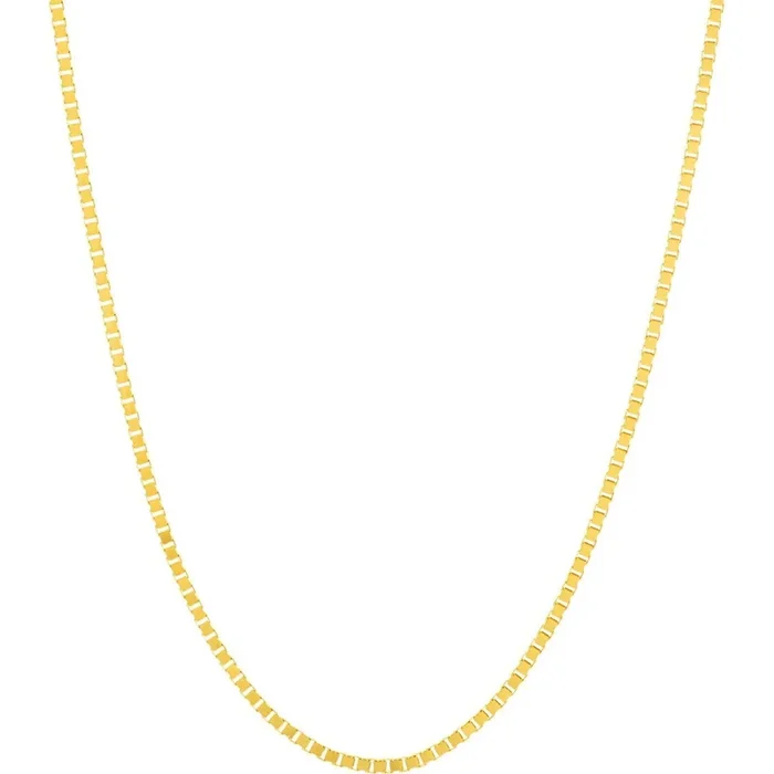 Olas d’Oro 22″ Necklace – 10K Yellow Gold 0.96mm Box Chain with Slider Bead