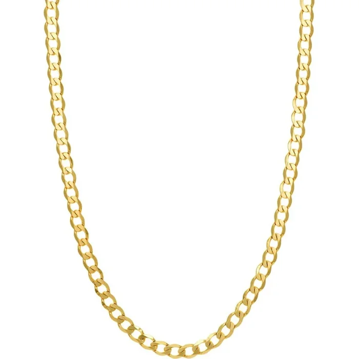 Olas d’Oro 22″ Necklace – 10K Yellow Gold 7.2mm Light Open Curb Chain with Lobster Lock