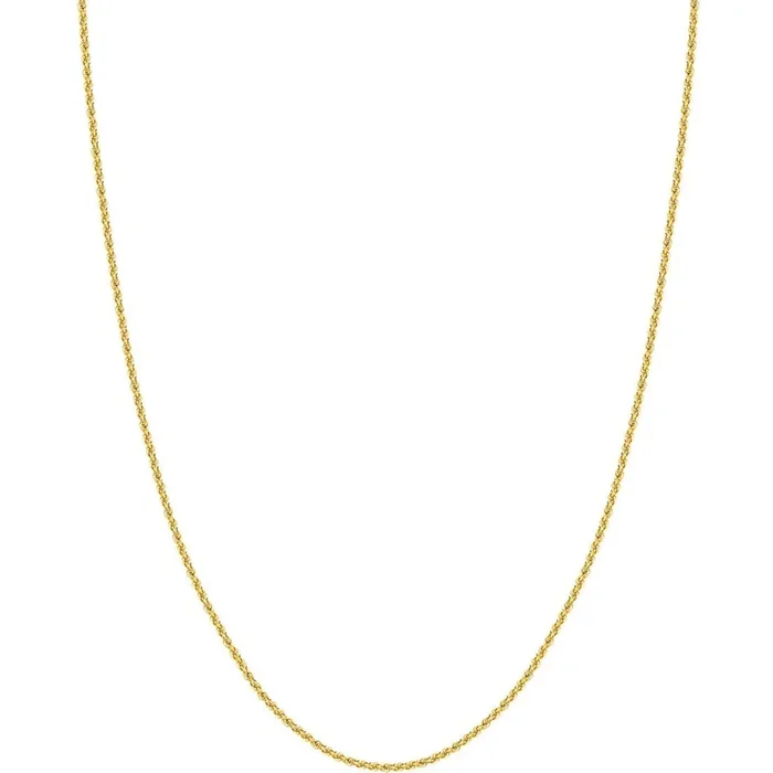 Olas d’Oro 22″ Necklace – 14K Yellow Gold 2mm Light Rope Chain with Lobster Lock