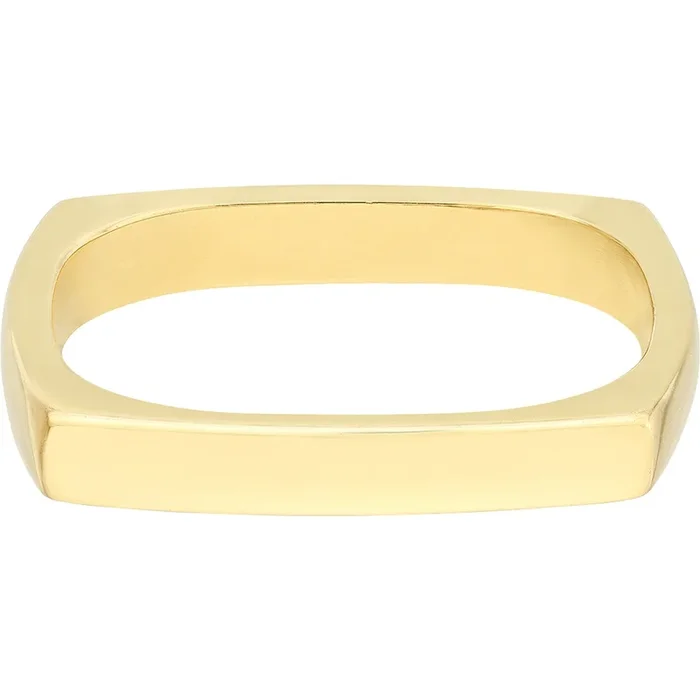 Olas d’Oro – 14K Yellow Gold Bold Gold Square Stack Ring – Size 6