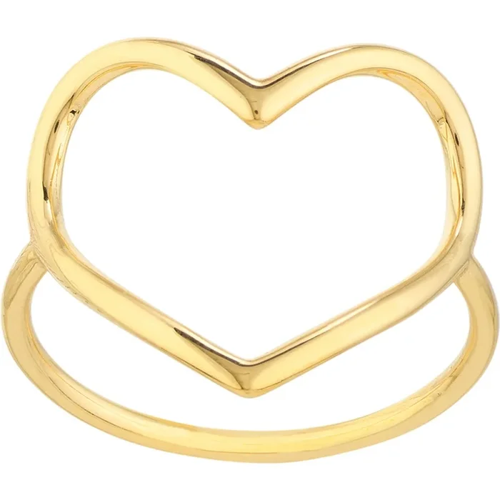 Olas d’Oro – 14K Yellow Gold Organic Open Heart Ring – Size 6