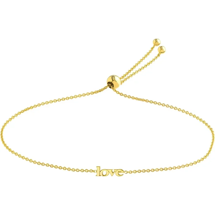 Olas d’Oro 9.5″ Bracelet – 14K Yellow Gold Mini Love Bolo Bracelet
